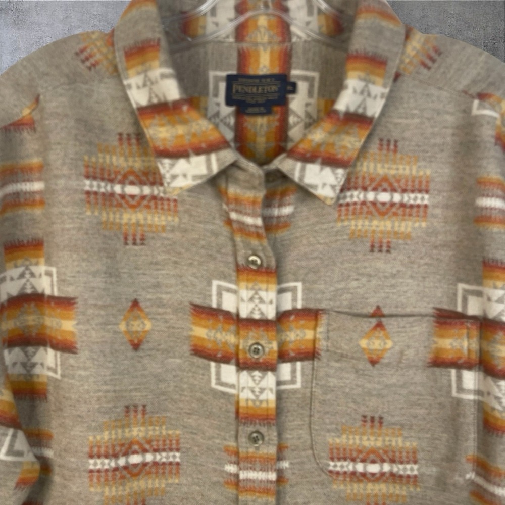 Pendleton Beige And Orange Button Down Shirt - image 2